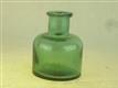 54826 Old Vintage Antique Glass Ink Bottle Inkwell Green Round