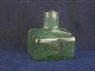 54855 Old Vintage Antique Glass Ink Bottle Inkwell Square Pen Rest Tent Swirly