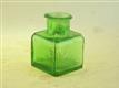 54840 Old Vintage Antique Glass Ink Bottle Inkwell Square Uranium Green